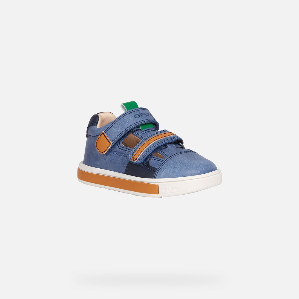 Tenis Geox Bebe Azuis/Laranja - Trottola Boy - WPCEZ4209